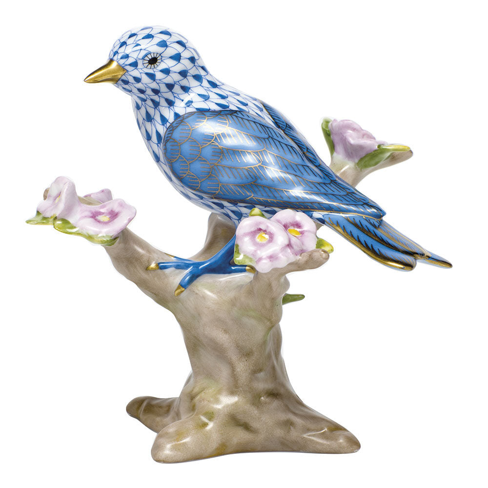 Hand-painted Herend Mountain Bunting Figurine in fine porcelain, 4.75in L X 4.75in H, on a white background