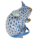 Blue fishnet Mouse Figurine figurine, hand-painted Herend porcelain with 24k gold accents