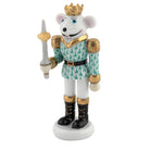 Hand-painted Herend Mouse King Nutcracker Figurine in Green fishnet porcelain on a white background