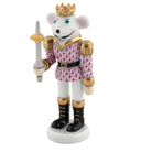Hand-painted Herend Mouse King Nutcracker Figurine in Raspberry fishnet porcelain on a white background