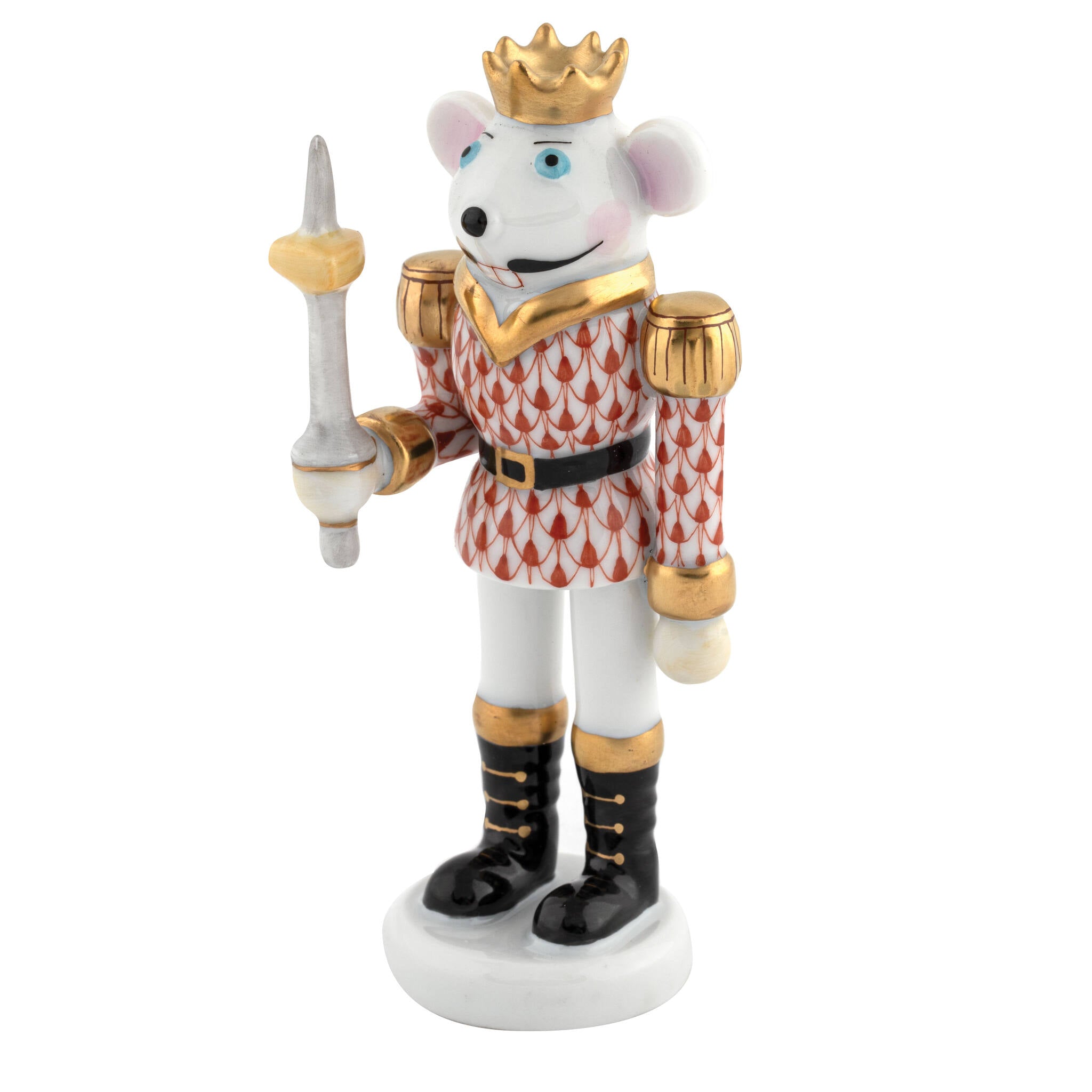 Herend Mouse King Nutcracker Figurine porcelain figurine painted in the Rust fishnet pattern