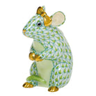 Mouse with Bow Figurine in hand-painted Key Lime porcelain by Herend of Hungary