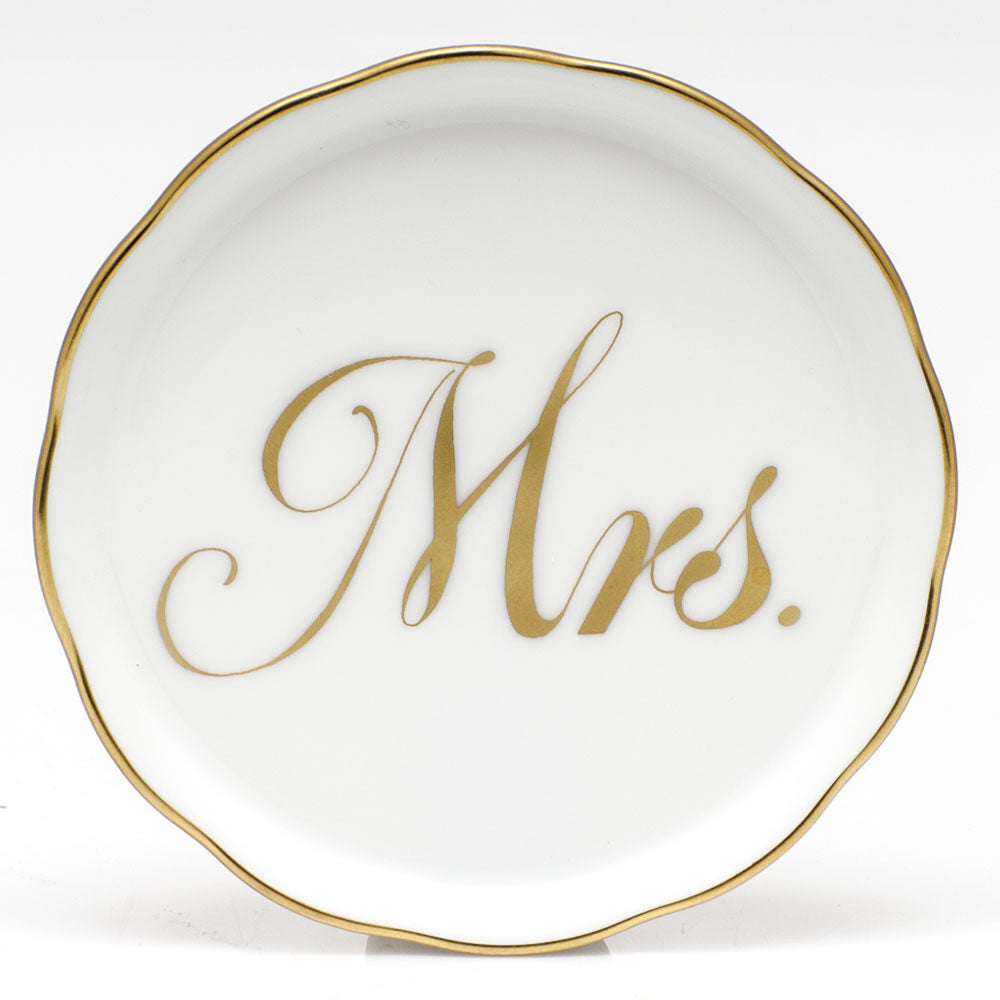 Hand-painted Herend Mrs Coaster in fine porcelain, 4in D, on a white background
