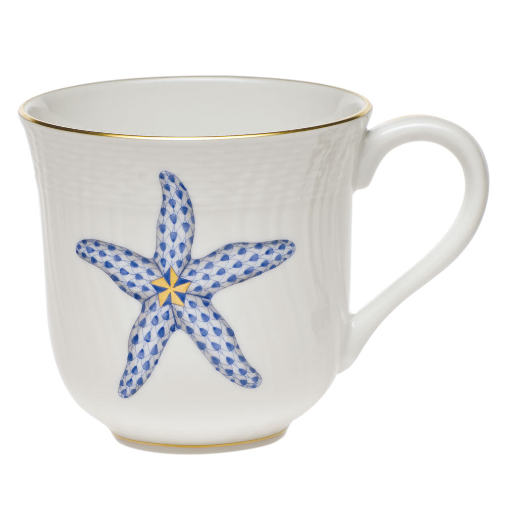 Motif 3 fishnet Mug figurine, hand-painted Herend porcelain with 24k gold accents