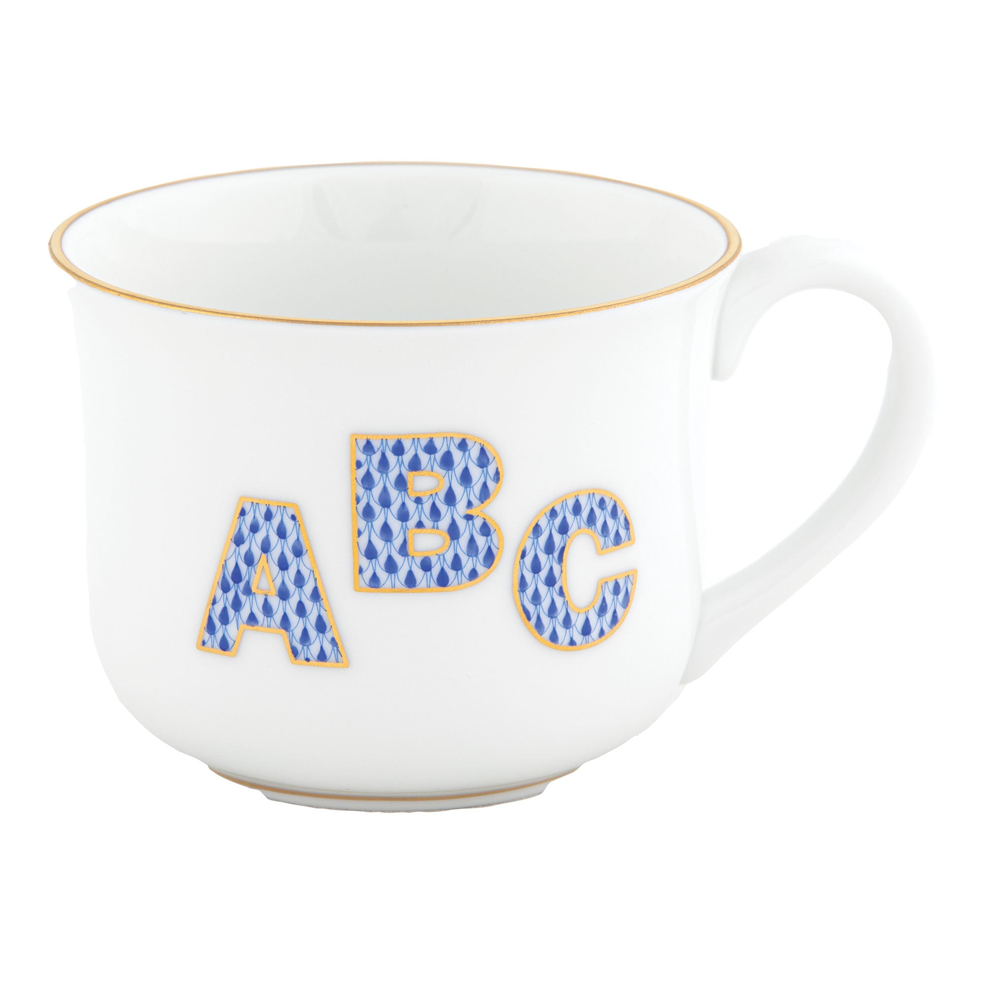 Mug with Abc in hand-painted Blue porcelain by Herend of Hungary