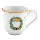 Hand-painted Herend Mug - Wreath in fine porcelain, (11 OZ) 3.5in H, on a white background