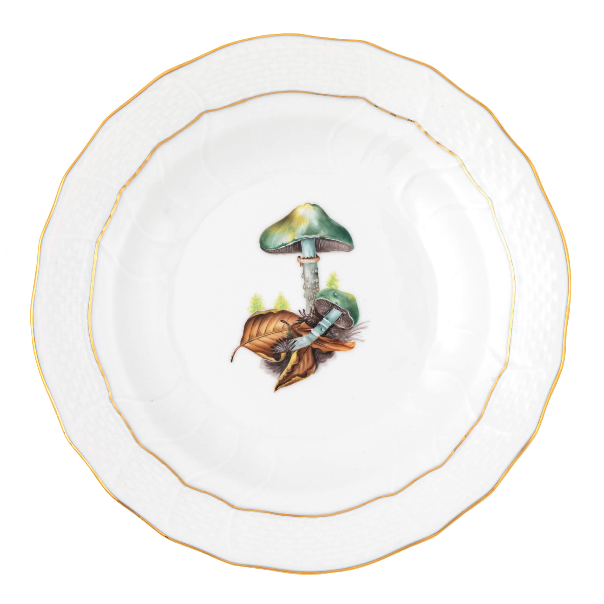 Herend Mushroom Luncheon Plate Motif 06 in Multicolor - Hand-painted Hungarian porcelain by Herend. Paris Tableware.
