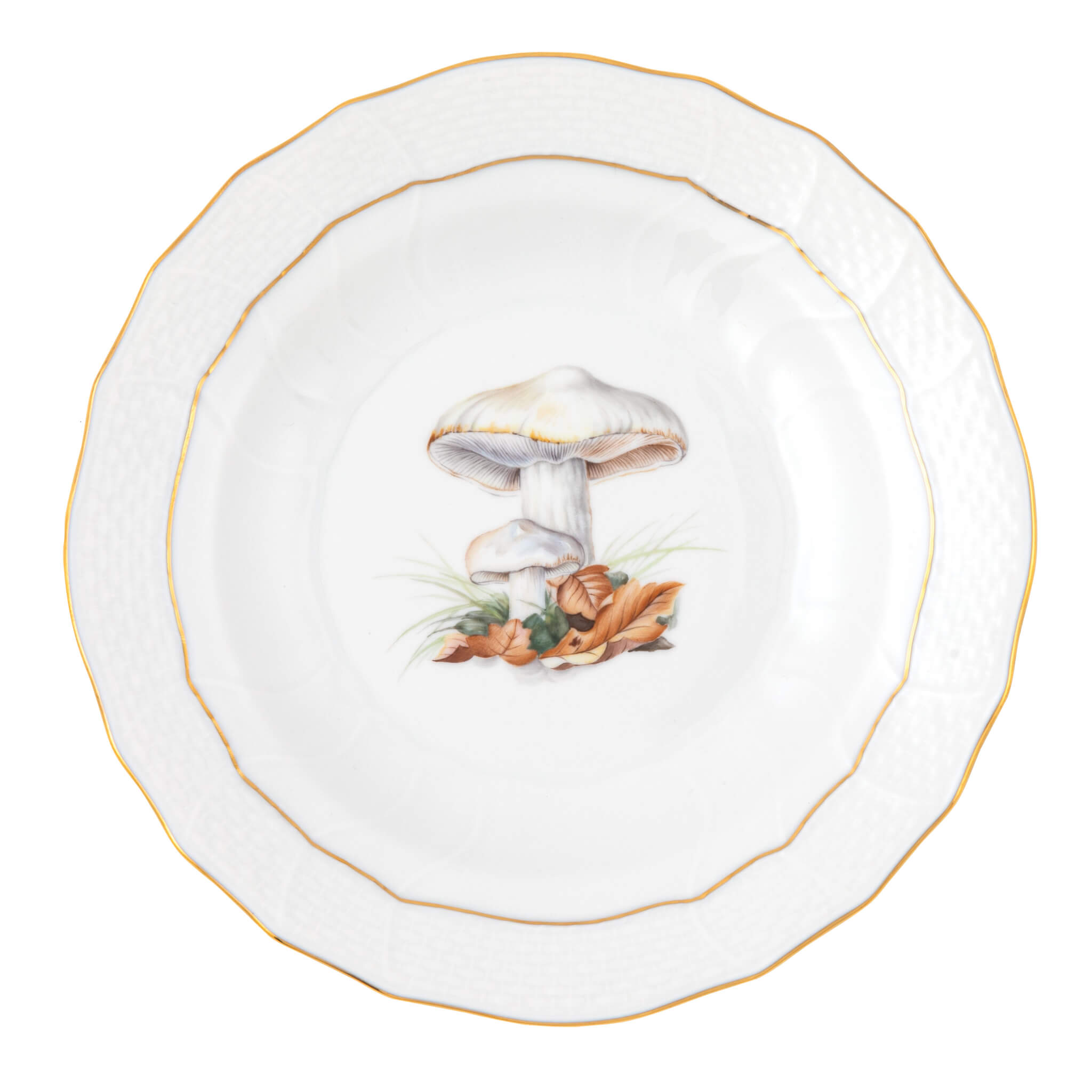 Herend Mushroom Luncheon Plate Motif 11 in Multicolor - Hand-painted Hungarian porcelain by Herend. Paris Tableware.