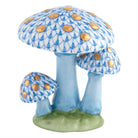 Blue fishnet Mushroom Trio Figurine figurine, hand-painted Herend porcelain with 24k gold accents