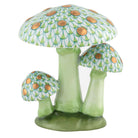 Key Lime fishnet Mushroom Trio Figurine figurine, hand-painted Herend porcelain with 24k gold accents