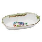 Hand-painted Herend Narrow Pin Dish Decorative Plate in fine porcelain, 5in L X 1in H, on a white background