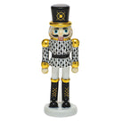 Hand-painted Herend Nutcracker Figurine in Black fishnet porcelain on a white background