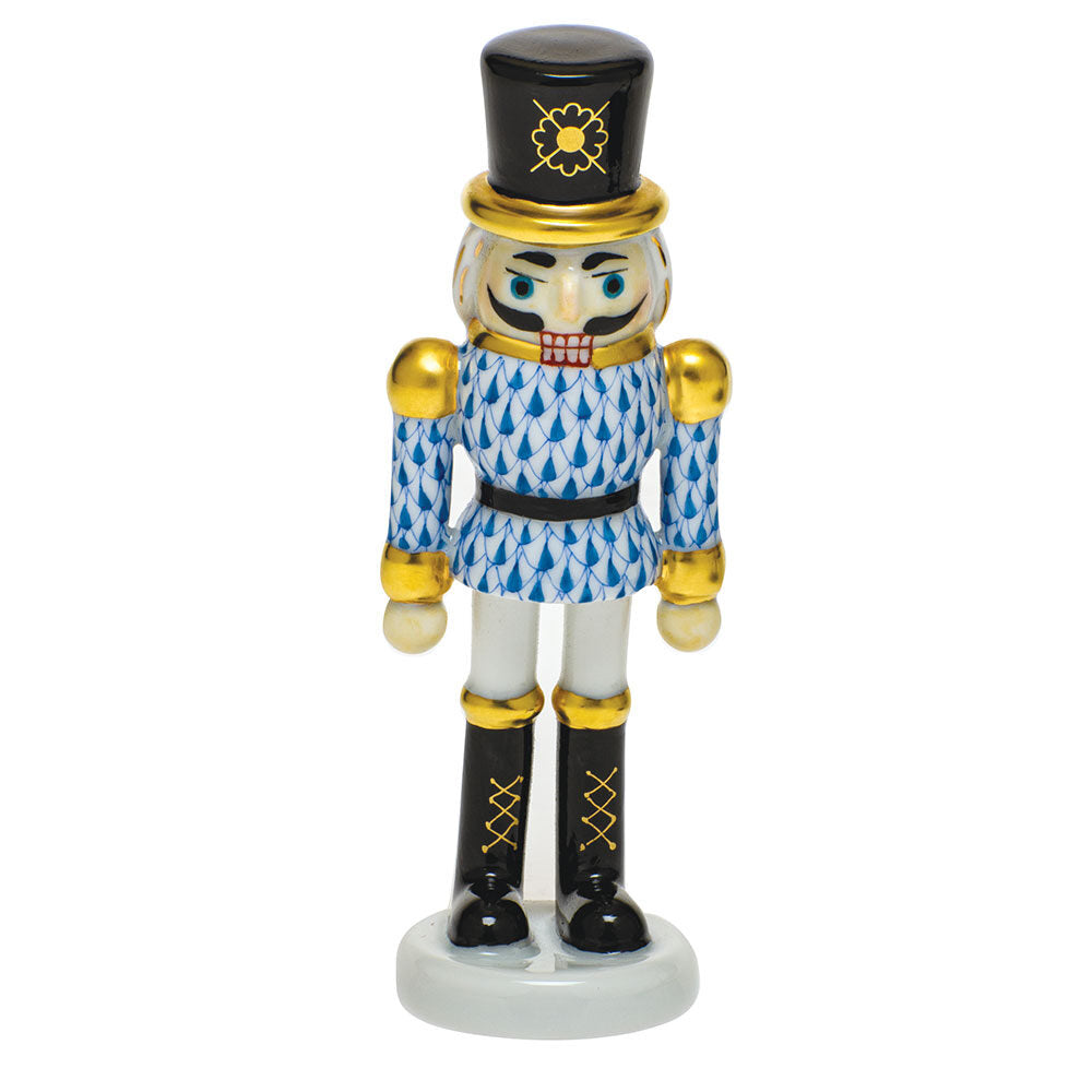 Blue fishnet Nutcracker Figurine figurine, hand-painted Herend porcelain with 24k gold accents