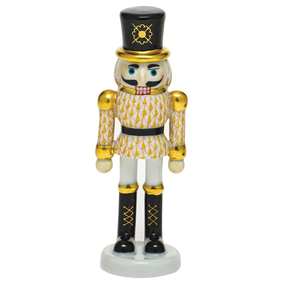 Herend Nutcracker Figurine porcelain figurine painted in the Butterscotch fishnet pattern