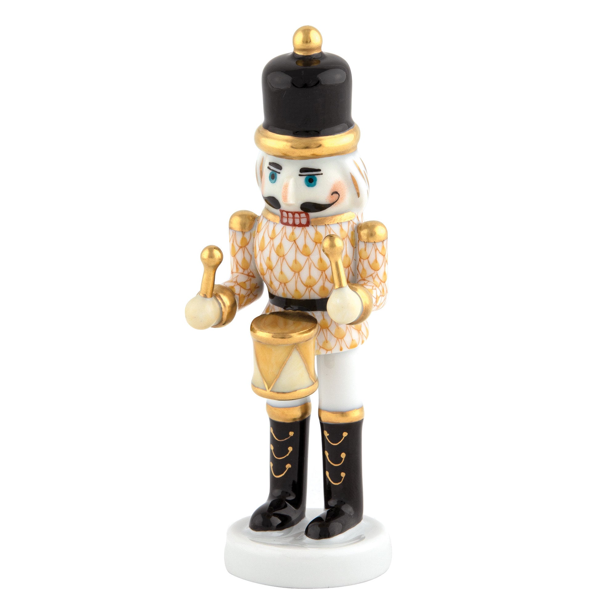 Nutcracker Drummer Figurine in hand-painted Butterscotch porcelain by Herend of Hungary
