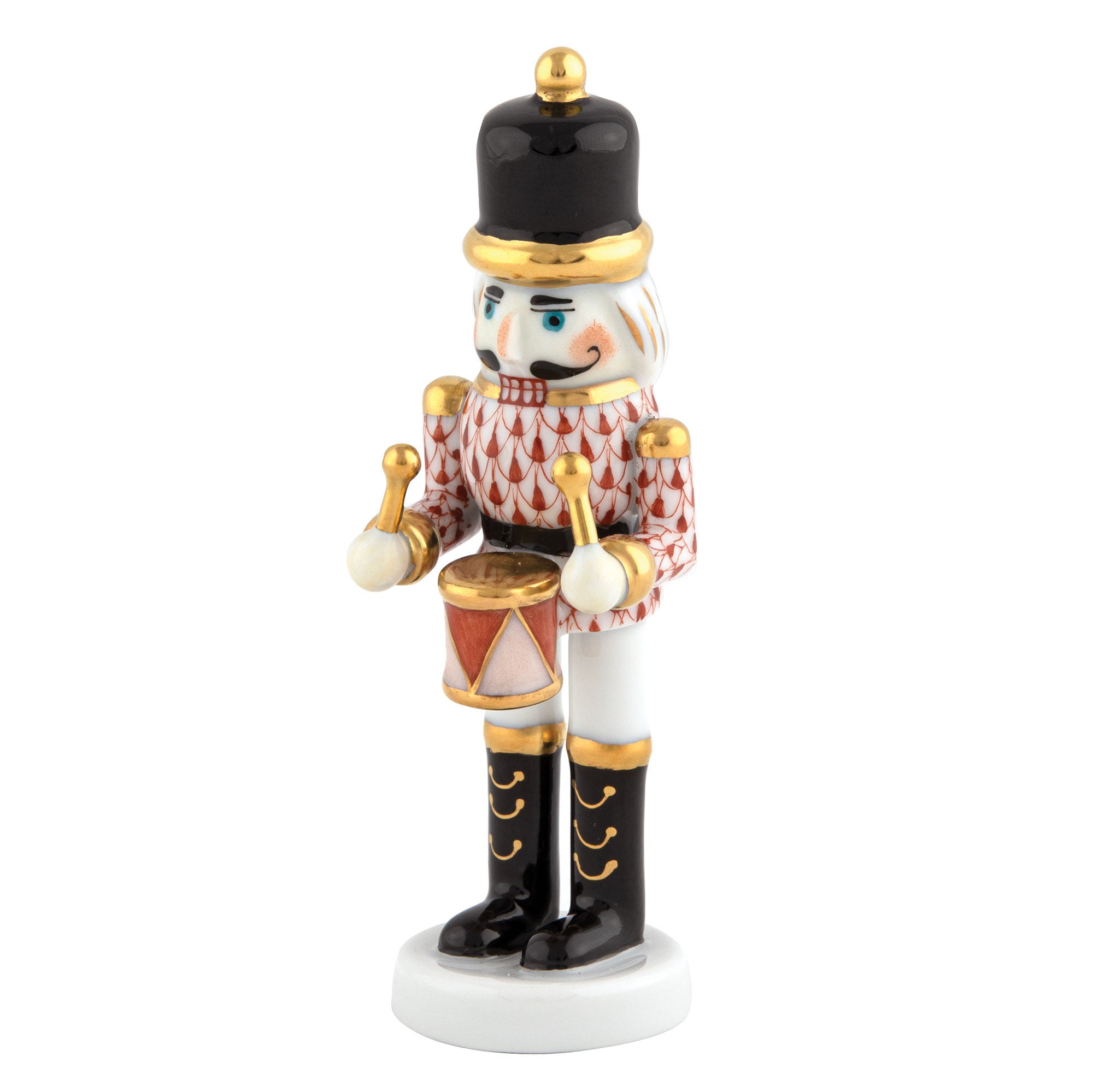 Nutcracker Drummer Figurine in hand-painted Rust porcelain by Herend of Hungary