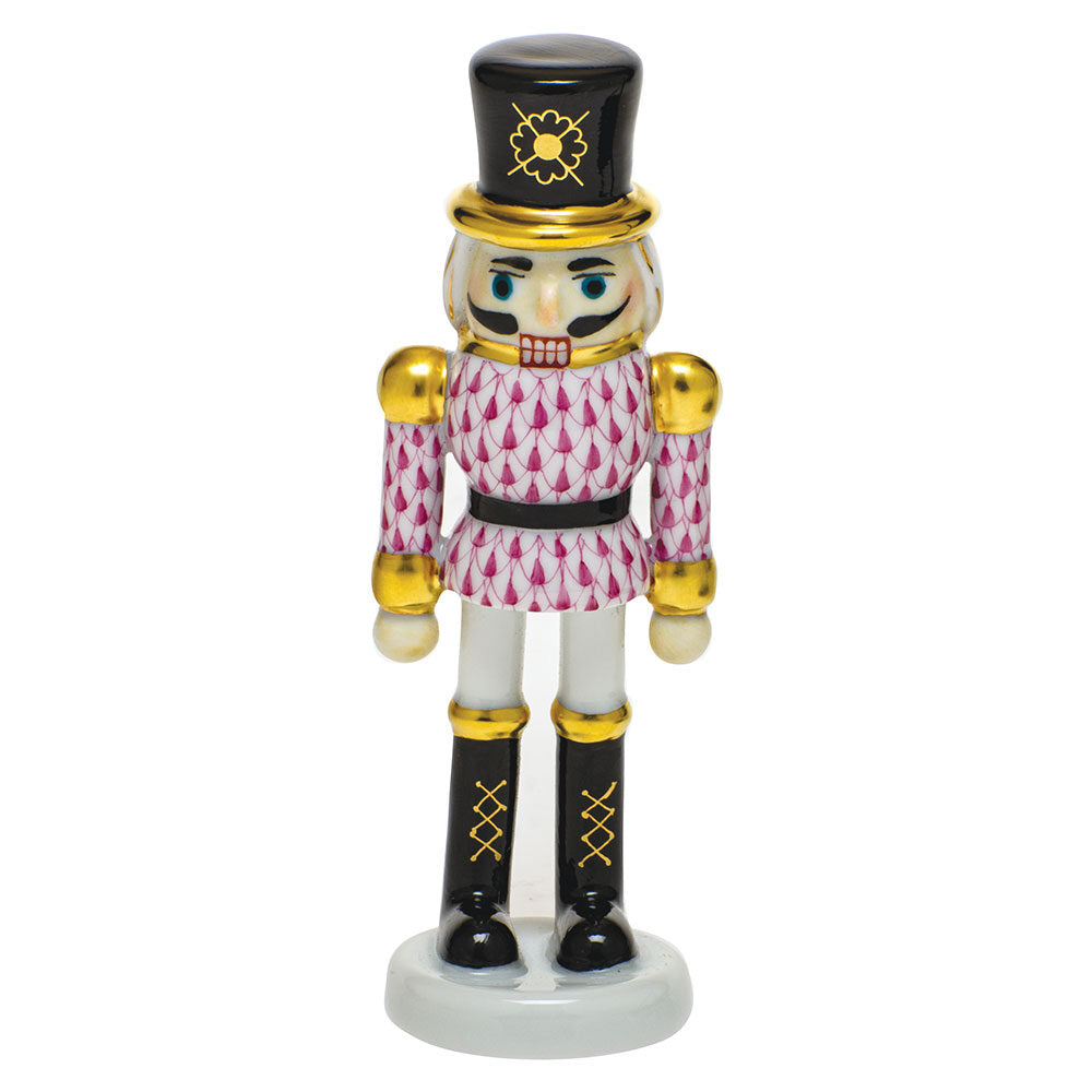 Herend Nutcracker Figurine porcelain figurine painted in the Raspberry fishnet pattern