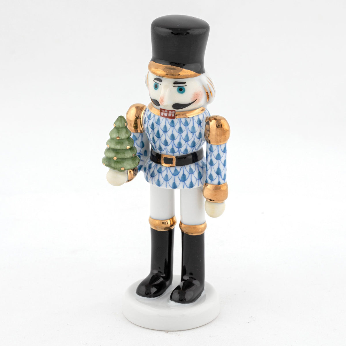 Herend Nutcracker with Christmas Tree Figurine – Blue, alternate view