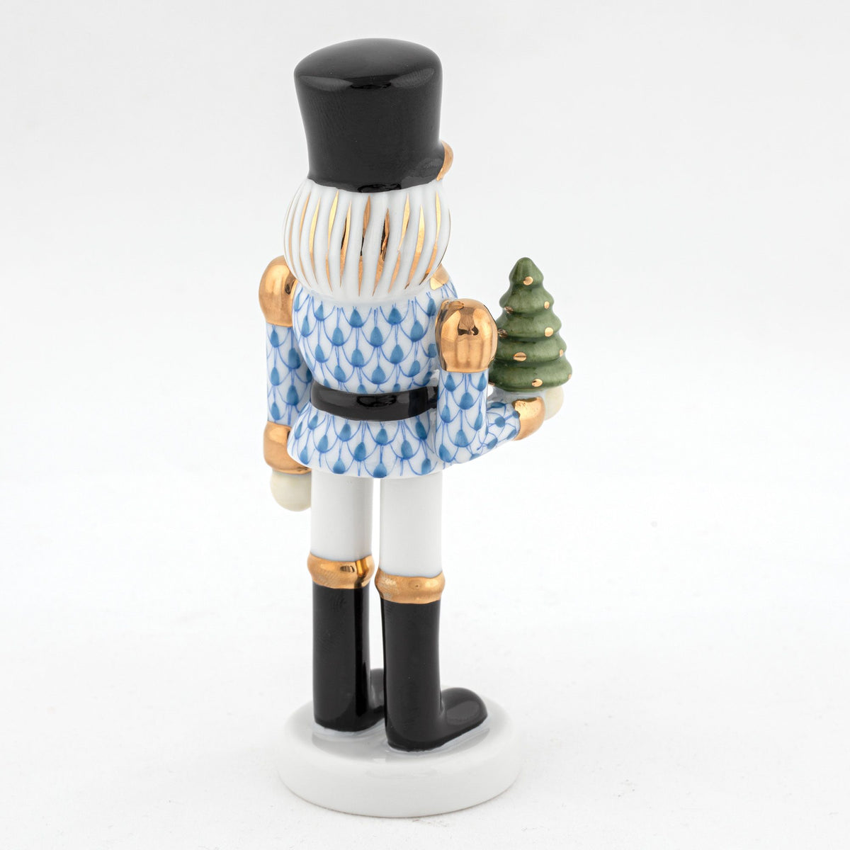 Herend Nutcracker with Christmas Tree Figurine – Blue, alternate view