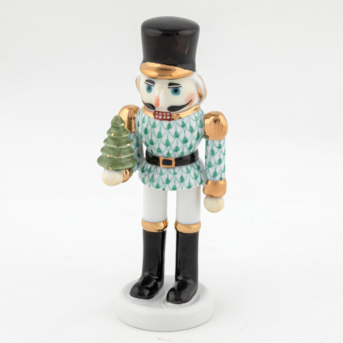 Herend Nutcracker with Christmas Tree Figurine – Green, alternate view