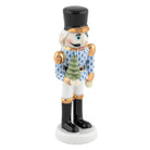 Blue fishnet Nutcracker with Christmas Tree Figurine figurine, hand-painted Herend porcelain with 24k gold accents
