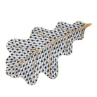 Hand-painted Herend Oak Leaf Figurine in Black fishnet porcelain on a white background