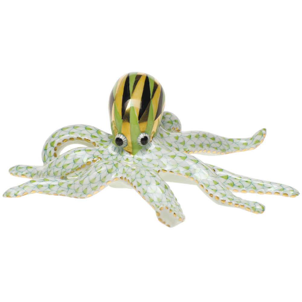 Octopus Figurine in hand-painted Key Lime porcelain by Herend of Hungary