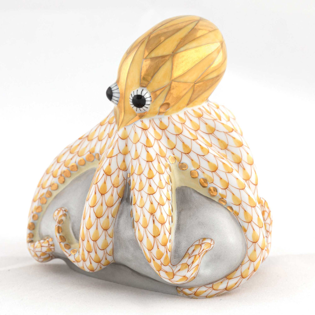 Herend Octopus on Rock Figurine – Butterscotch, alternate view