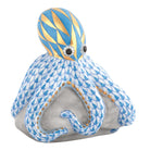 Hand-painted Herend Octopus on Rock Figurine in Blue fishnet porcelain on a white background