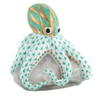 Hand-painted Herend Octopus on Rock Figurine in Key Lime fishnet porcelain on a white background