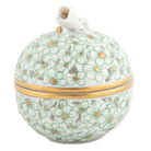 Herend Openwork Ball with Bud Candy Dish porcelain figurine painted in the Green fishnet pattern