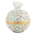 Green fishnet Openwork Ball with Butterfly Candy Dish figurine, hand-painted Herend porcelain with 24k gold accents