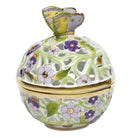 Hand-painted Herend Openwork Ball with Butterfly Candy Dish in Motif 4 fishnet porcelain on a white background
