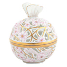 Pink fishnet Openwork Ball with Butterfly Candy Dish figurine, hand-painted Herend porcelain with 24k gold accents