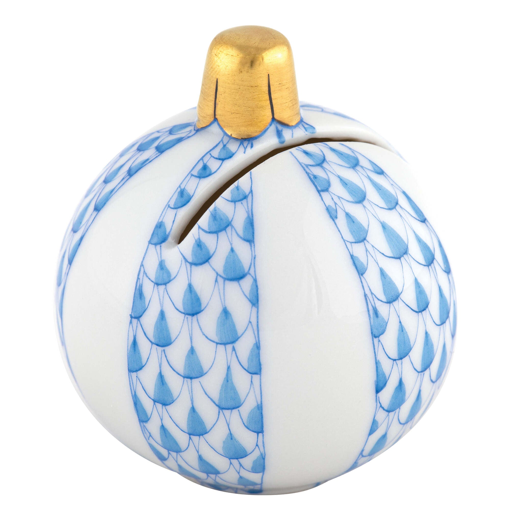 Ornament Place Card Holder Figurine in hand-painted Blue porcelain by Herend of Hungary