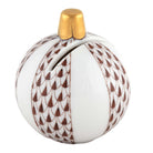 Hand-painted Herend Ornament Place Card Holder Figurine in Chocolate fishnet porcelain on a white background