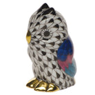 Owl Miniature Figurine in hand-painted Black porcelain by Herend of Hungary