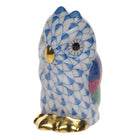 Owl Miniature Figurine in hand-painted Blue porcelain by Herend of Hungary