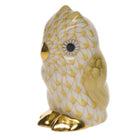 Owl Miniature Figurine in hand-painted Butterscotch porcelain by Herend of Hungary