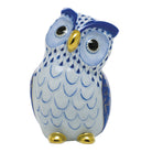 Herend Owl Figurine porcelain figurine painted in the Sapphire fishnet pattern