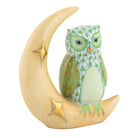 Key Lime fishnet Owl with Crescent Moon Figurine figurine, hand-painted Herend porcelain with 24k gold accents