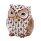 Hand-painted Herend Owlet Figurine in Chocolate fishnet porcelain on a white background