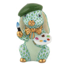 Painter Bunny Figurine in hand-painted Key Lime porcelain by Herend of Hungary