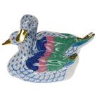 Hand-painted Herend Pair of Ducks Figurine in fine porcelain, 2.75in H, on a white background