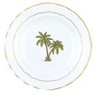 Hand-painted Herend Palm Tree Dessert Plate in fine porcelain, 8.25in D, on a white background