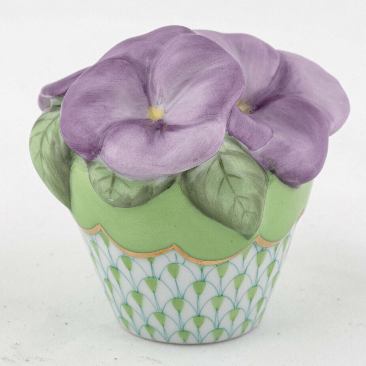 Herend Pansies in Flowerpot Figurine – Key Lime, alternate view