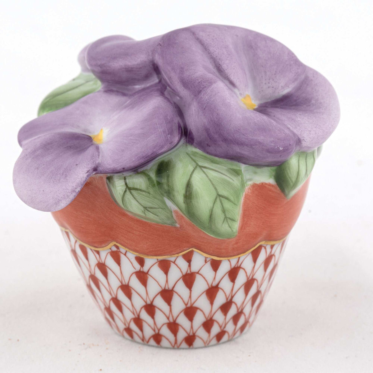 Herend Pansies in Flowerpot Figurine – Rust, alternate view