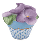 Pansies in Flowerpot Figurine in hand-painted Blue porcelain by Herend of Hungary