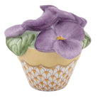 Herend Pansies In Flowerpot in Butterscotch