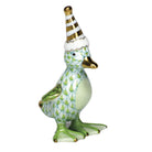 Herend Party Duckling Figurine porcelain figurine painted in the Key Lime fishnet pattern